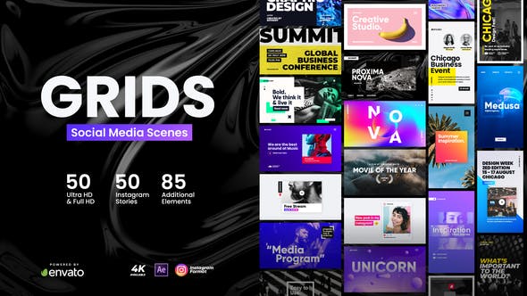 Grids – Social Media Scenes Videohive – After Effects Template (24796583)