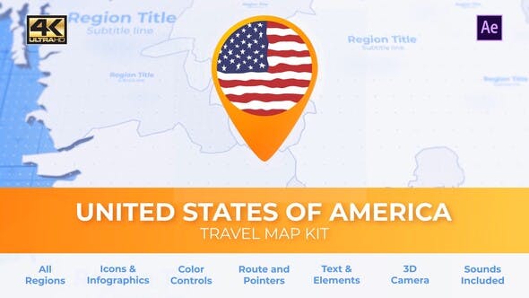 Videohive 25922874 Travel Map USA – United States of America