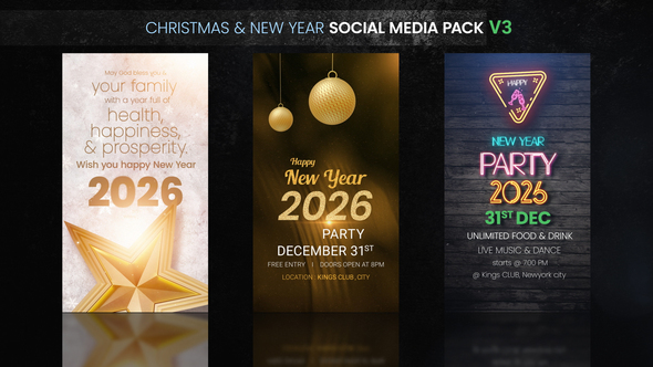 VideoHive Christmas & New Year Social Media Pack V3 61236747